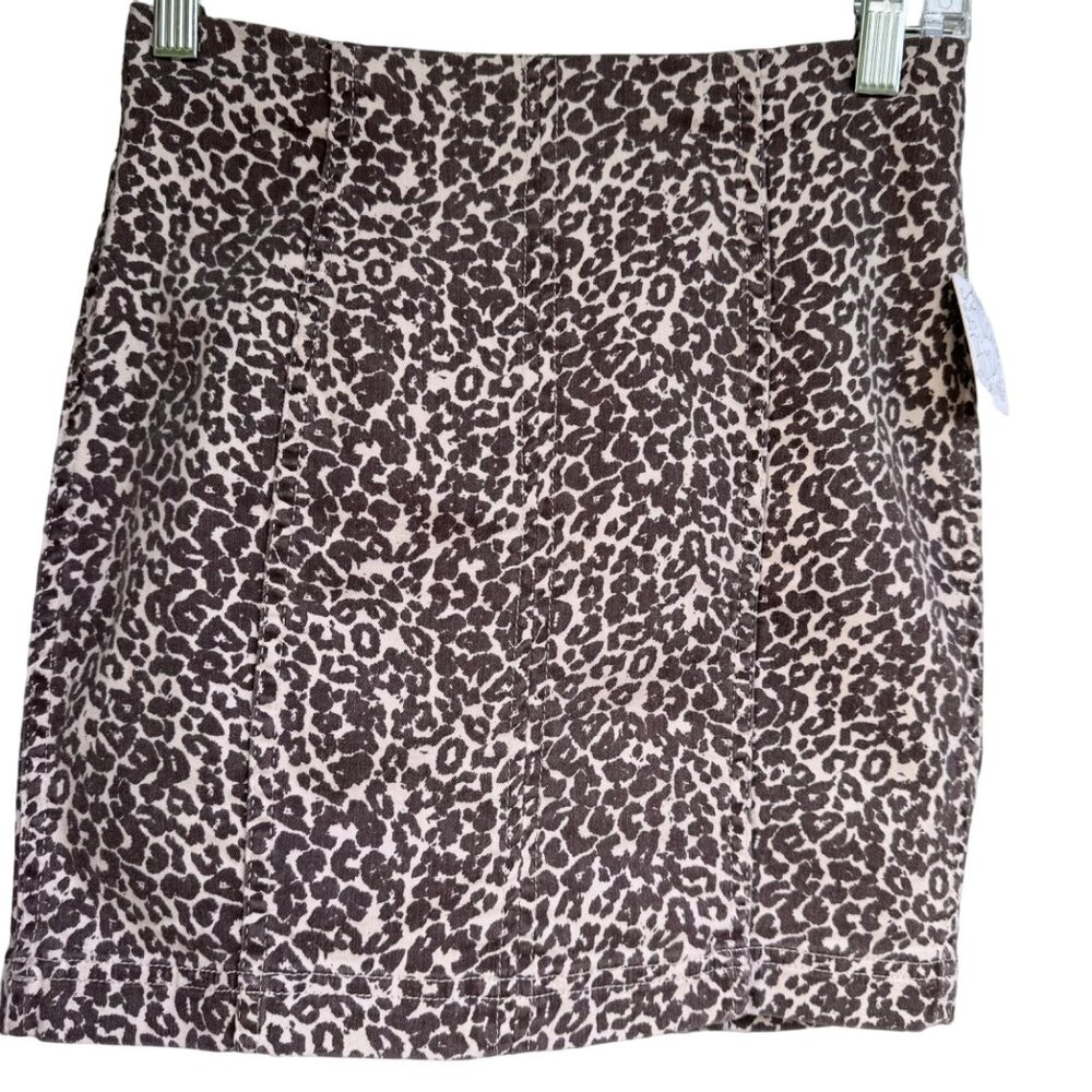 Free People Modern Femme Mini Skirt 2 Leopard Cheetah Print Animal Print Zipper